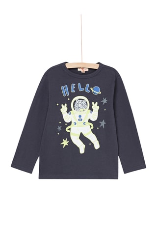 T-shirt met Decoratief Motief - Grijs