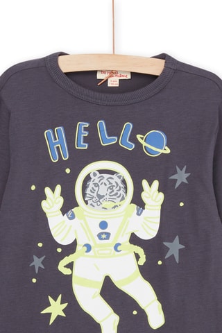 T-shirt met Decoratief Motief - Grijs