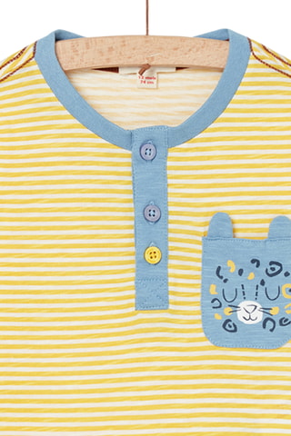 T-shirt met Lange Mouwen met Streepmotief - Geel