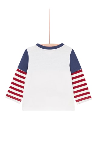 T-shirt Trompe-l’œil - Ecru en Blauw