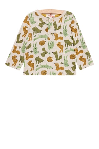 T-shirt - Gemêleerd Lichtgrijs en Groen