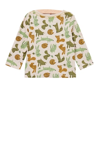 T-shirt - Gemêleerd Lichtgrijs en Groen