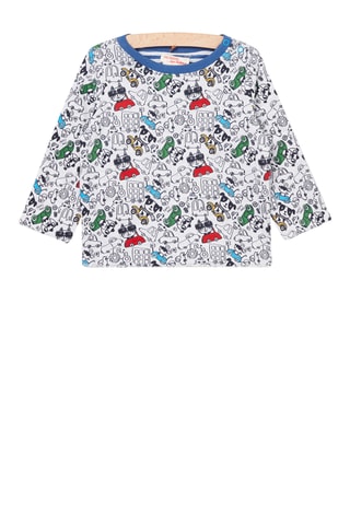 Dubbelzijdig T-shirt - Gemêleerd Lichtgrijs en Kobaltblauw