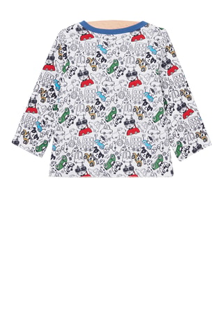 Dubbelzijdig T-shirt - Gemêleerd Lichtgrijs en Kobaltblauw