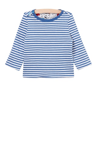 Dubbelzijdig T-shirt - Gemêleerd Lichtgrijs en Kobaltblauw