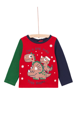 Kerstshirt met Multitechnische Animatie - Rood