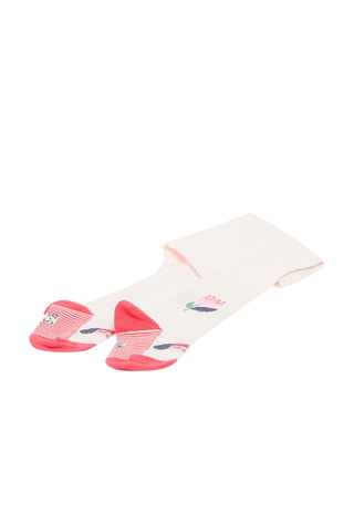 Panty met bloemenmotief, streepmotief en decoratief motief - Beige