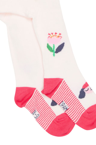 Panty met bloemenmotief, streepmotief en decoratief motief - Beige