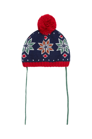 Muts met Pompon - Marineblauw