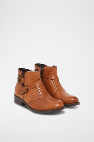 Leren Enkellaarzen - Camel