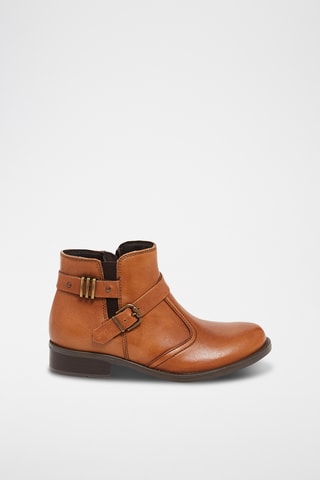 Leren Enkellaarzen - Camel