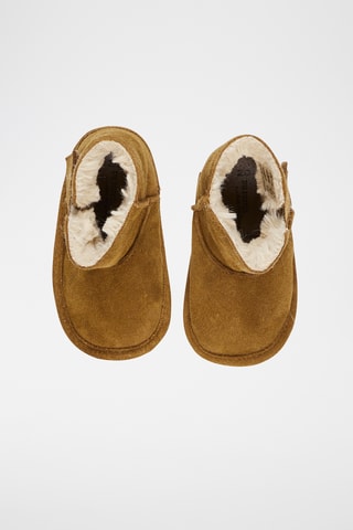 Gevoerde Nubuck Enkellaarzen - Camel