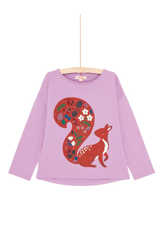 T-shirt met Eekhoornmotief - Paars