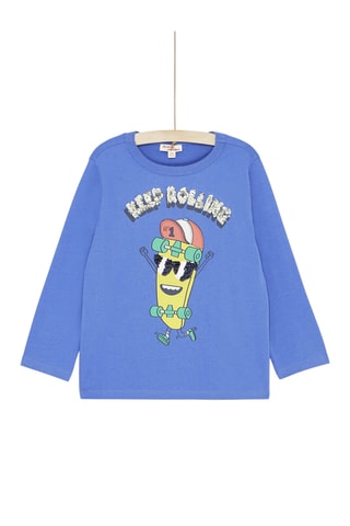 T-shirt met Skateboardmotief - Blauw