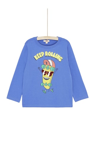 T-shirt met Skateboardmotief - Blauw