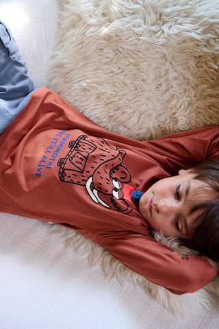 T-shirt met Mammoetmotief - Bruin