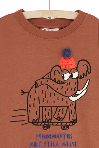 T-shirt met Mammoetmotief - Bruin
