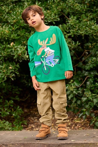 T-shirt met Decoratief Motief - Groen
