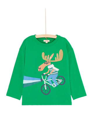 T-shirt met Decoratief Motief - Groen