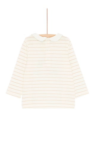 T-shirt met Streepmotief - Beige