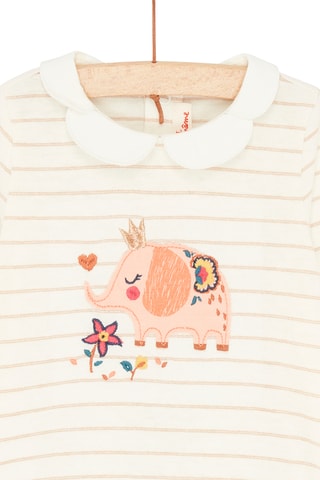 T-shirt met Streepmotief - Beige