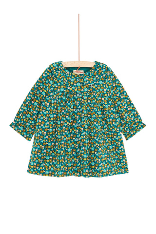 Jurk met Bloemenmotief - Blauw