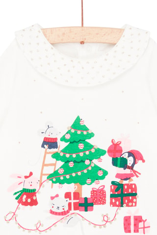 Kerstshirt met Lange Mouwen - Beige