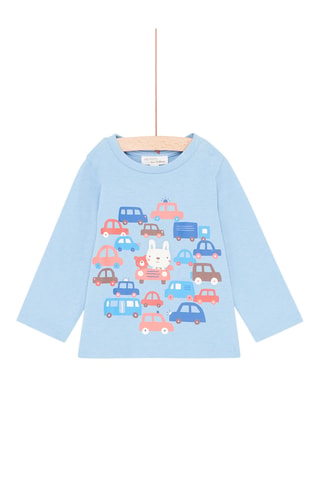T-shirt met Automotief en Dierenkop - Blauw