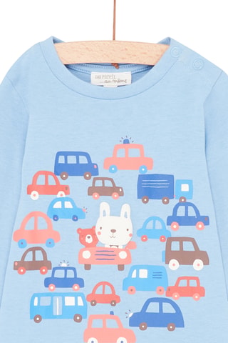 T-shirt met Automotief en Dierenkop - Blauw