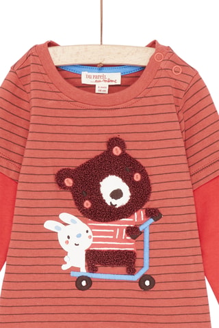 T-shirt met Streepmotief - Bruin