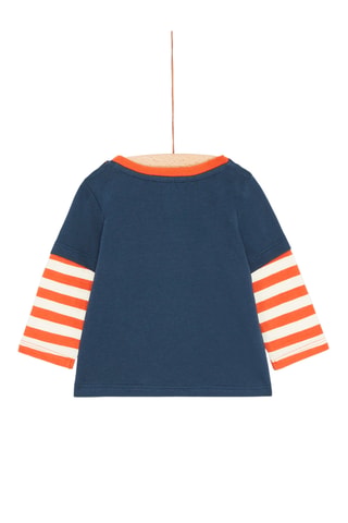 T-shirt met Vosmotief - Blauw