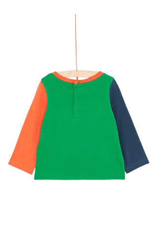 T-shirt met Tweekleurige Mouwen - Groen