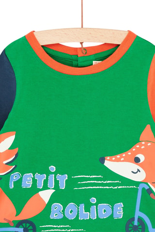 T-shirt met Tweekleurige Mouwen - Groen