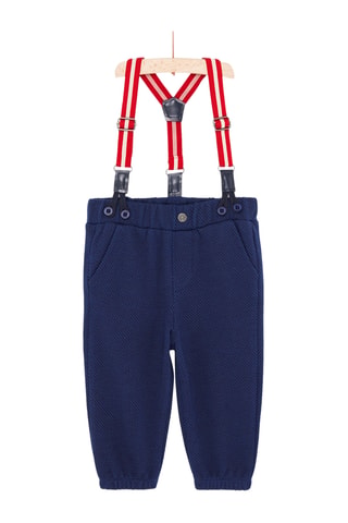 Warme Broek met Bretellen - Blauw
