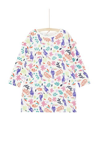 Blouse met Tropisch Motief Beige