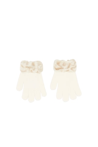 Handschoenen van imitatiebont - Beige