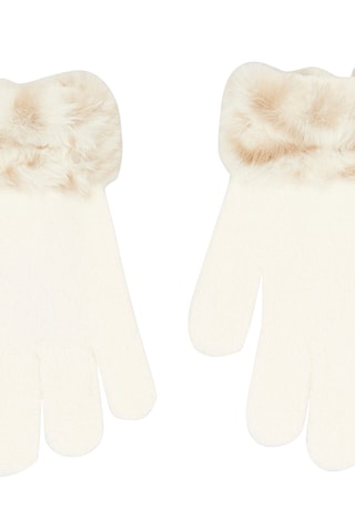 Handschoenen van imitatiebont - Beige