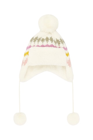 Chapka met Glanzend Grafisch Motief - Beige