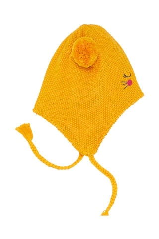 Muts met Pompons - Geel