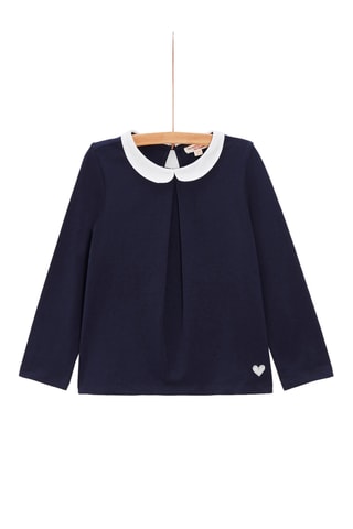 T-shirt met Claudinekraag - Blauw