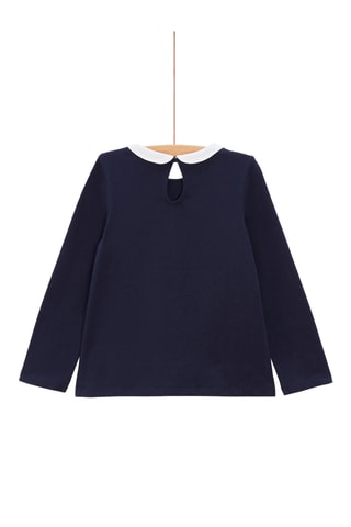 T-shirt met Claudinekraag - Blauw