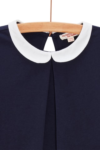 T-shirt met Claudinekraag - Blauw