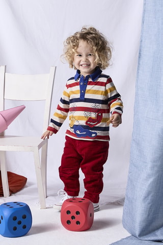 Polo - Ecru en Rood