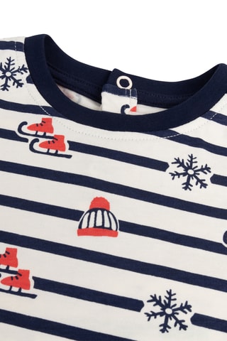 T-shirt - Ecru en Marineblauw