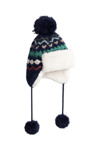 Muts met Pompon - Marineblauw