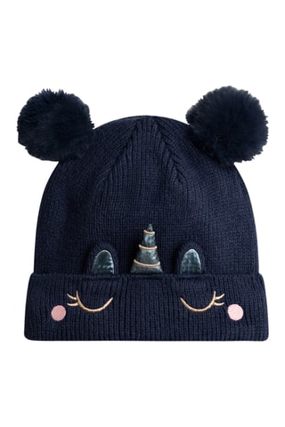 Muts met Pompons - Marineblauw