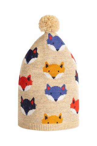 Muts met Pompon - Gemêleerd Beige