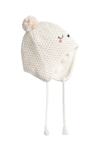 Muts met Pompons - Ecru