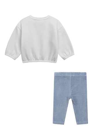 Velours Sweater en Legging - Wit en Lichtblauw