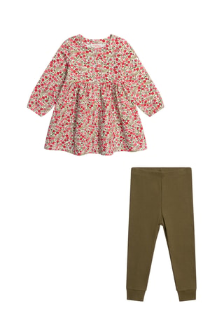 Jurk en Legging - Kaki en Ecru